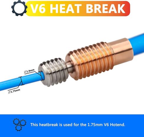 V6 Bi Metal Heatbreak، ترقية سبائك التيتانيوم ثنائية المعدن لكسر الحرارة + حلقات نحاسية مطلية لـ E3D V6 Volcano Hotend Prusa I3 MK3/MK3S 1.75 مم in Saudi Arabia
