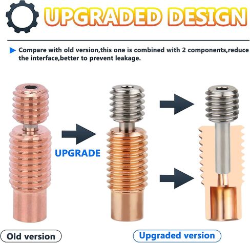 V6 Bi Metal Heatbreak، ترقية سبائك التيتانيوم ثنائية المعدن لكسر الحرارة + حلقات نحاسية مطلية لـ E3D V6 Volcano Hotend Prusa I3 MK3/MK3S 1.75 مم in Saudi Arabia