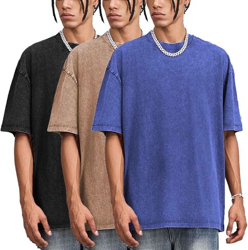 Oversized Cotton T-shirt for Men Women Pack Vintage Tee Casual Summer Short Sleeve Loose Basic Tops in Saudi Arabia