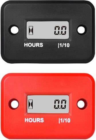 2 Pieces Runleader Digital LCD Waterproof Hour Meter for Small Engines,Track Oil Change Intervals,Generators,Lawn Mowers,Outboards,ATVs,Snow Blowers,Boats,Cross Country Skis(Black and Red 2pcs) in Kuwait