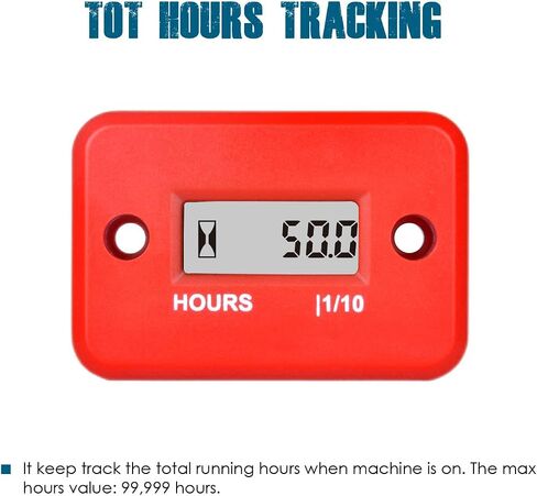 2 Pieces Runleader Digital LCD Waterproof Hour Meter for Small Engines,Track Oil Change Intervals,Generators,Lawn Mowers,Outboards,ATVs,Snow Blowers,Boats,Cross Country Skis(Black and Red 2pcs) in Kuwait