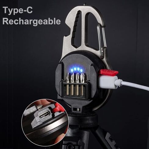 Mini COB Keychain Light, Rechargeable Small LED Flashlight, 800 Lumen, Portable 4 Light Modes Pocket with Folding Bracket Bottle Opener & Magnet Base, Emergency Camping Fishing Walking Work in Saudi Arabia