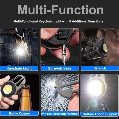 Mini COB Keychain Light, Rechargeable Small LED Flashlight, 800 Lumen, Portable 4 Light Modes Pocket with Folding Bracket Bottle Opener & Magnet Base, Emergency Camping Fishing Walking Work in Saudi Arabia