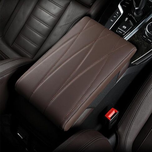Car Center Console Pad, Universal Leather Waterproof Car Armrest Seat Box Cover, Memory Foam Auto Armrest Cover, Arm Rest Cushion Pads for Most Car/SUV/Truck (Coffee) in Kuwait