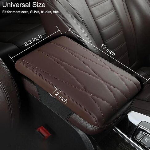 Car Center Console Pad, Universal Leather Waterproof Car Armrest Seat Box Cover, Memory Foam Auto Armrest Cover, Arm Rest Cushion Pads for Most Car/SUV/Truck (Coffee) in Kuwait