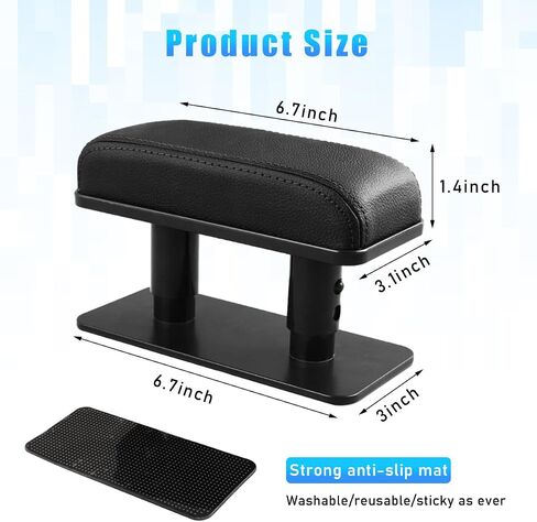 Car Elbow Support Pad, Adjustable Height Armrest Rest Pad for Auto Door, General PU Leather Automotive Central and Side Booster Pad for All Seasons, Universal Car Accessories (Black) in Kuwait