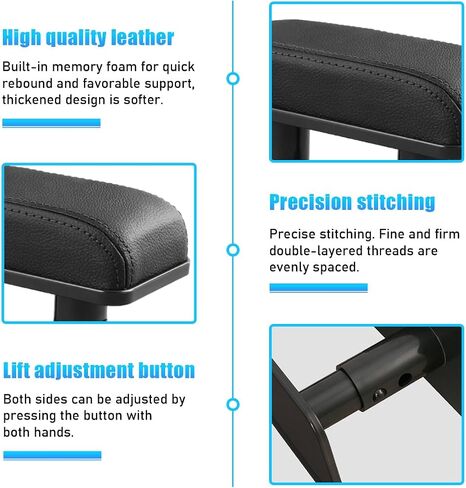 Car Elbow Support Pad, Adjustable Height Armrest Rest Pad for Auto Door, General PU Leather Automotive Central and Side Booster Pad for All Seasons, Universal Car Accessories (Black) in Kuwait