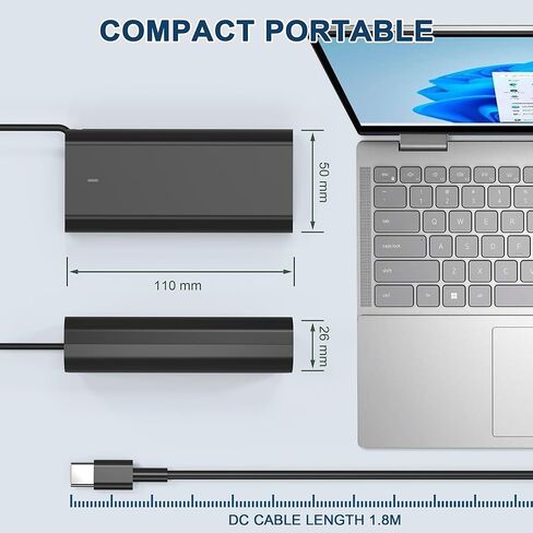شاحن كمبيوتر محمول USB C نحيف 65 وات جديد لأجهزة Dell Latitude 5520 5420 5320 7420 7410 5290 Chromebook 3100 5190 2in1 XPS 13 9350 9380 9360 DA65NM190 LA65NM190 شحن سريع محول طاقة للكمبيوتر المحمول للسفر من النوع C in Kuwait