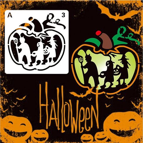 16 Pcs Halloween Decoration Stencils , Reusable Halloween Theme Painting Stencil Pumpkin Ghost Pattern Drawing Template for for Painting on Wood Walls Fabrics Windows in Saudi Arabia