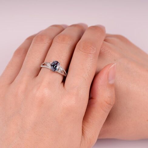 LUO 925 Sterling Silver Oval Shaped 8X6 MM Gemstone Ring Leaf Engagement Ring for Women in Kuwait