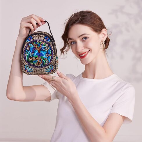 Embroidery Canvas Shoulder Bag Women Vintage Boho Mini Crossbody Bag Handbag Cell Phone Pouch in Saudi Arabia