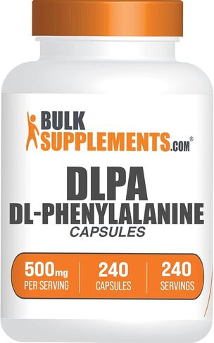 BulkSupplements.com DL-Phenylalanine Capsules - DLPA Capsules, DL-Phenylalanine 500mg - DLPA Supplements, Gluten Free - 2 Capsules per Serving, 240 Capsules (Pack of 1) in Saudi Arabia