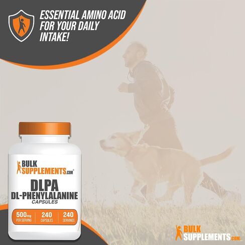 BulkSupplements.com DL-Phenylalanine Capsules - DLPA Capsules, DL-Phenylalanine 500mg - DLPA Supplements, Gluten Free - 2 Capsules per Serving, 240 Capsules (Pack of 1) in Saudi Arabia