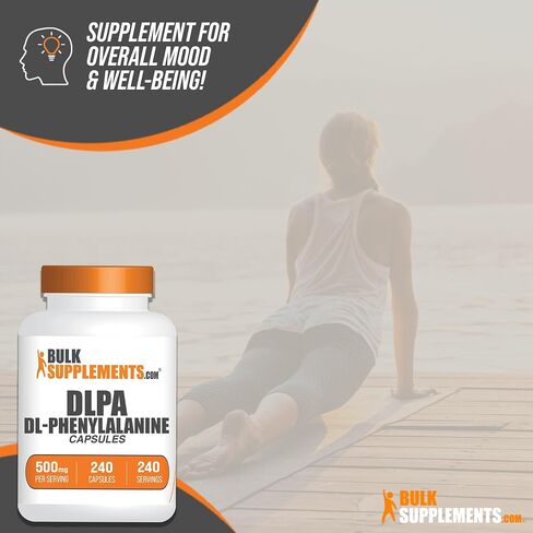 BulkSupplements.com DL-Phenylalanine Capsules - DLPA Capsules, DL-Phenylalanine 500mg - DLPA Supplements, Gluten Free - 2 Capsules per Serving, 240 Capsules (Pack of 1) in Saudi Arabia