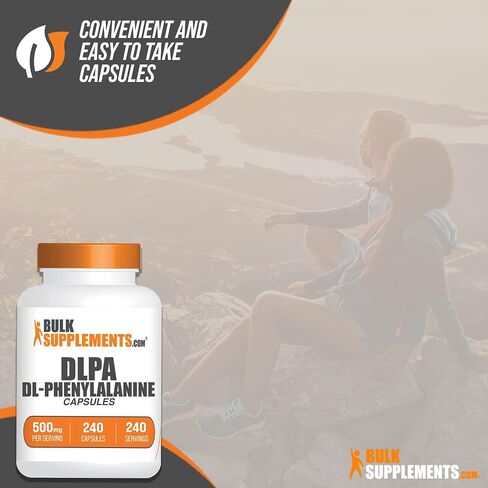 BulkSupplements.com DL-Phenylalanine Capsules - DLPA Capsules, DL-Phenylalanine 500mg - DLPA Supplements, Gluten Free - 2 Capsules per Serving, 240 Capsules (Pack of 1) in Saudi Arabia