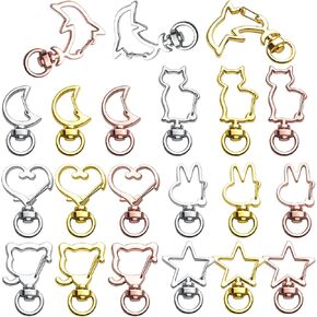 21pcs Metal Claw Swivel Lobster Clasp Snap Hook with Key Rings Snap Keychain Clip Swivel Clip Snap Hook DIY Accessories for Bag Jewelry Making,7 Shapes
