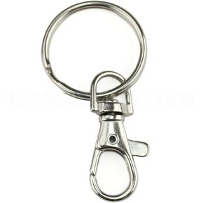 CleverDelights 1.5" Swivel Lanyard Snap Hook with Key Rings - 100 Sets - Silver Color
