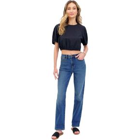 Judy Blue High-Waist Straight Leg Jeans – Medium Wash for Everyday Comfort 8601-13 in Saudi Arabia
