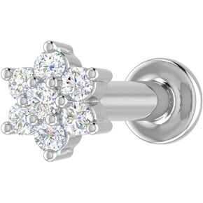FINEROCK 0.04 Carat to 0.15 Carat 7-Stone Cluster Diamond Nose Pin Stud in 18K Gold