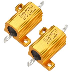 uxcell 2 Pcs Aluminum Case Resistor 10W 25 Ohm Wirewound for LED Converter with Rod Post 10W25RJ