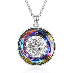 YFN Sterling Silver Nature Jewelry Flower Necklace With Insects Crystal Jewelry Snowflake Pendant For Women Girls