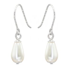Silver Pearl Earrings, 925 Sterling Silver Earrings, Dangle Pearl Earrings, Bridesmaid Jewelry, Wedding Earrings, Trendy Jewelry Long Earrings, Drop Earrings for Women (White 1 Pearl Sterling Silver)