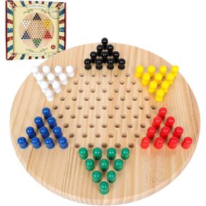 Chinese Checkers Board Game Toy for Adults Seniors Kids, 11.3 Classic Wooden Checkers Game Set, Fun Family Board Games for All Ages