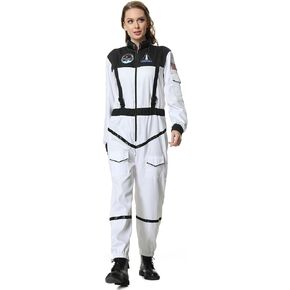 Astronaut Costume Women Pilot Space Suit Adult Spaceman Jumpsuit Coverall Outfit for Halloween