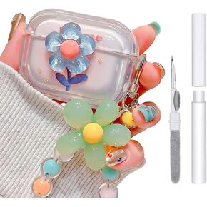Compatible with Airpods 3rd Generation Case with Cleaning Kit, Cute Soft Clear Airpods 3 Case Airpod 3rd Protective Cover with Keychain Compatible with AirPods 3 Gen Charging Case 2021