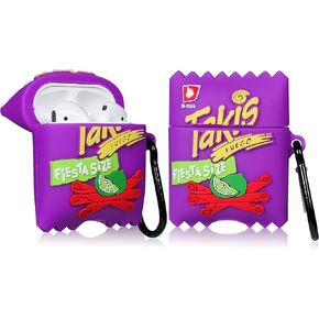 STSNano Food Case for Airpod 1/2 Silicone Cases Cute Cartoon Unique Fun Funny Cover Fashion Cool Protective Skin Accessories Keychain Women Girls Boys Kids Teens for Air Pods 1/2 Purple Candy