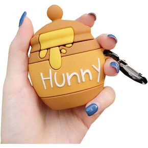 Compatible with Earbuds Case Airpods 1 & 2, Cute Honey Pot Design Soft Silicone Creative Hunny Shockproof Wireless Earphone Protector Yellow