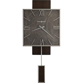 Howard Miller Maclane Wall Clock 625-758 - Satin Espresso Finish, Aged Silver Metal Frame, Square Dial