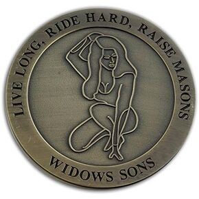 Live Long Ride Hard Raise Masons Widow's Sons Round Masonic Auto Emblem - [Antique Brass][3'' Diameter]