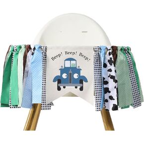 Blue Truck 1st High Chair Banner - Blue Truck One Birthday Decorations,Truck First Birthday Highchair,Farm Theme Birthday,I’M One Blue Truck Birthday