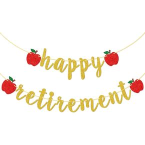 Teacher Retirement Banner, Red Apple School Teacher Retirement Party Banner, Happy Retirement Banner, Teacher Retirement Party Decor