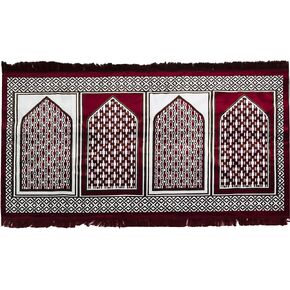 Modefa Turkish Islamic Prayer Rug - Multi Person Janamaz Sajada for Family or Mosque - Large Gathering & Group Praying Carpet - Wide Plush Velvet Praying Mat (Geometric Green - 4 Person)