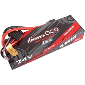 Gens ace G-Tech 5300mAh 7.4V 60C 2S Lipo Battery HardCase 24# with EC3 and Deans Adapter
