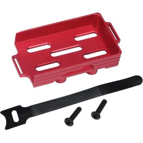 TRX4M Battery Tray CNC Aluminum 1/18 RC Crawler Battery Tray with Tie Strap for 1/18 RC Crawler 97074-1 97054-1 TRX4M upgrades accessories (TRX4M Battery Tray Red)