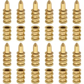 eMagTech 20pcs Table Bolt Sleeve Connectors Precise Drilling Center Point Copper Set for Dining Table Latch Dowel Pins Wooden Furniture Cabinet Table Chair 8×28mm