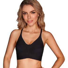 PRETTYWELL Seamless Wireless Bras for Women Padded Comfort Bralettes Low Back T-Shirt Bra Convertible Straps Everyday Bra
