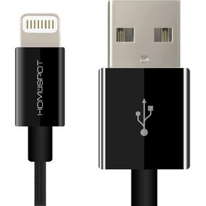 HomeSpot 8pin Cable Fast Charging USB Power Charge & Sync Cable Cord for Smartphones & Tablets Black 1 Pack