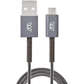 MOS Spring Micro USB Cable, NOT FOR IPHONE, Aluminum Heads with Spring Relief, Deep Grey, 6 ft