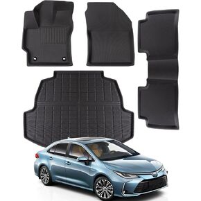 4 Pcs Custom Fit for Toyota Corolla Floor Mats 2024 2023 2022 2021 2020, for Toyota Corolla Sedan All Weather Floor Cargo Liners Trunk 2020-2024, for Corolla Accessories (Not for Hatchback/Cross)