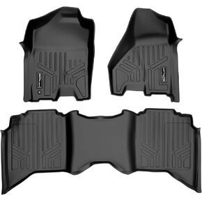 SMARTLINER Floor Mats 2 Row Liner Set Black for 2009-2012 Dodge Ram 1500/2500/3500 Crew Cab (4 Full Size Doors)