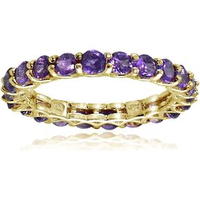 Ice Gems Sterling Silver African Amethyst 3mm Round-cut Eternity Band Ring in Saudi Arabia