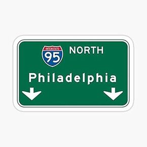 Philadelphia Road Sign Sticker - Sticker Graphic - Auto, Wall, Laptop, Cell, Truck Sticker for Windows, Cars, Trucks