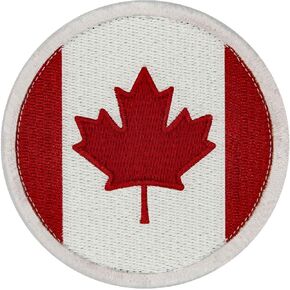 Circular Canada Flag Embroidered Patch Canadian Round National Badge Applique Fastener Hook and Loop Emblem