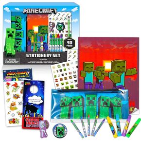 Minecraft Stationery Bundle ~ 10+ Pc Minecraft Stationery Set with Minecraft Notebook, Erasers, Stickers and More! (Minecraft School Supplies)
