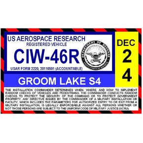 Groom Lake AFB Area S4 Parking Decal (Area 51)