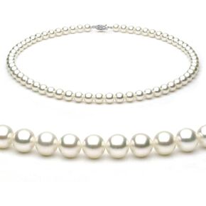 Unique Pearl 14K Gold 6.5-7mm White Freshwater Cultured Pearl Necklace in AAA Quality, 16, 18, 20 Inches